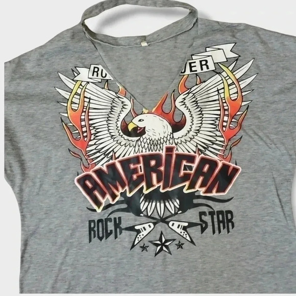 American Rockstar chocker neck Oversized Eagle tee. Size Medium - Picture 2 of 6